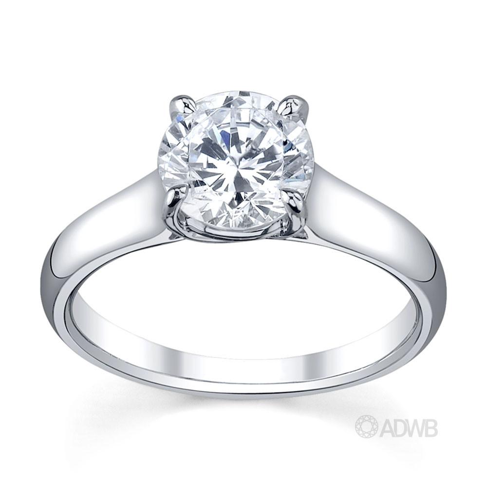 Australian Diamond Broker - Cross claw round brilliant cut diamond solitaire ring with wide band
