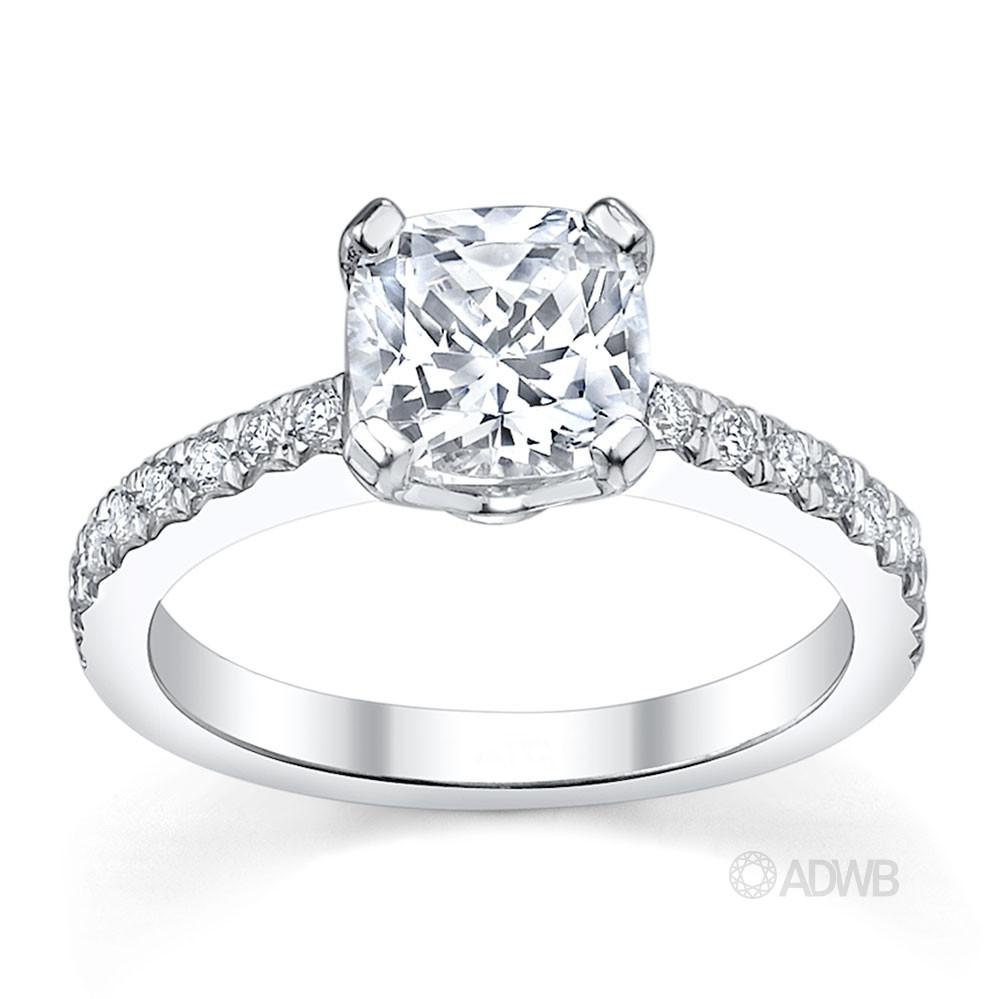 Australian Diamond Broker - Jenna cushion cut diamond ring with micro pave set side diamonds