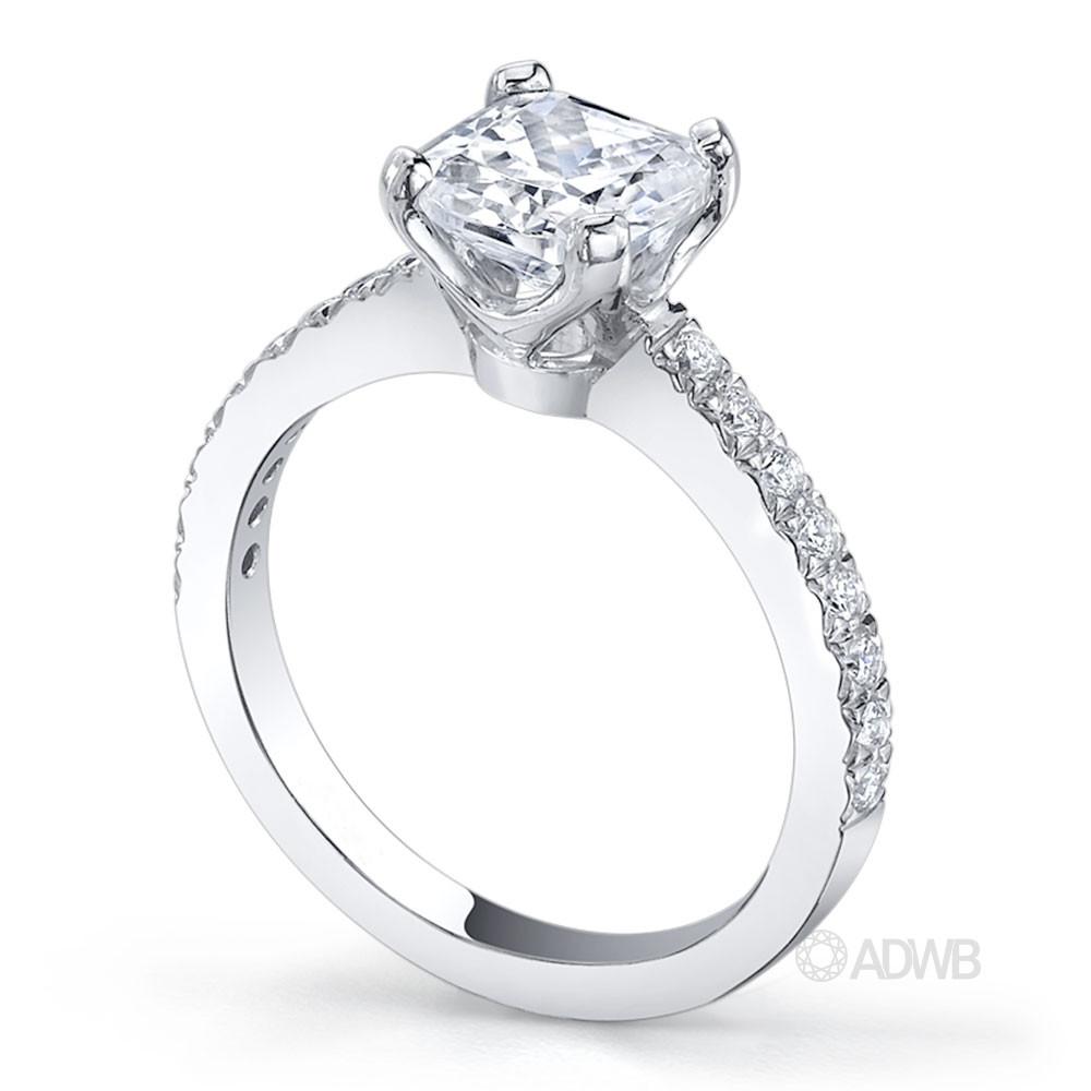 Jenna cushion cut diamond ring with micro pave set side diamonds