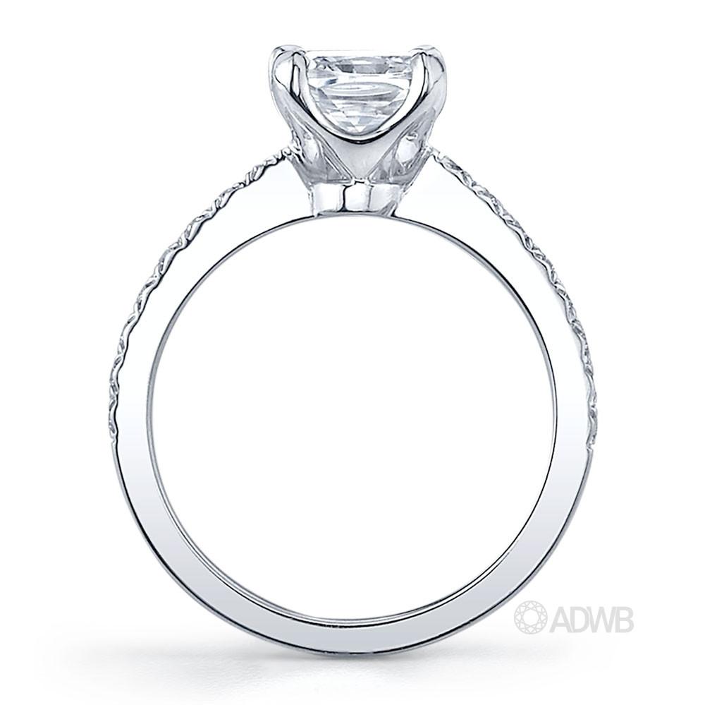 Jenna cushion cut diamond ring with micro pave set side diamonds