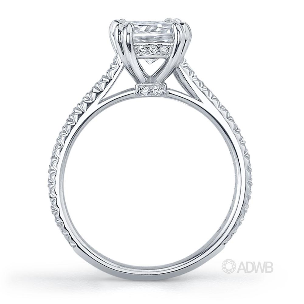 Corsica round brilliant cut ring with french diamond pave set band