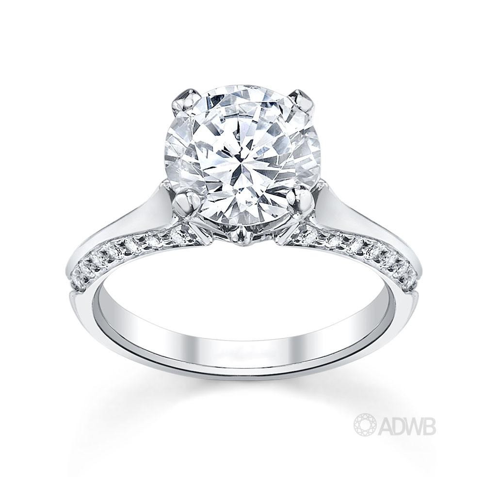 Australian Diamond Broker - Ashley round brilliant cut diamond solitaire ring with grain set diamond band