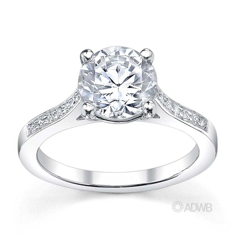 Australian Diamond Broker - Traditional round brilliant cut diamond ring with grain set diamonds in the band