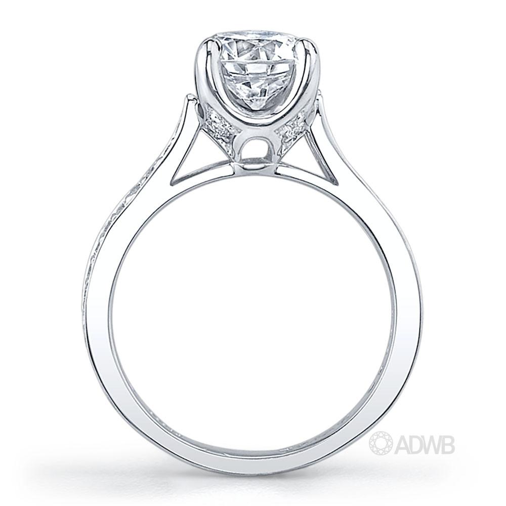Grace 4 claw round brilliant cut diamond solitaire ring with grain set side diamonds