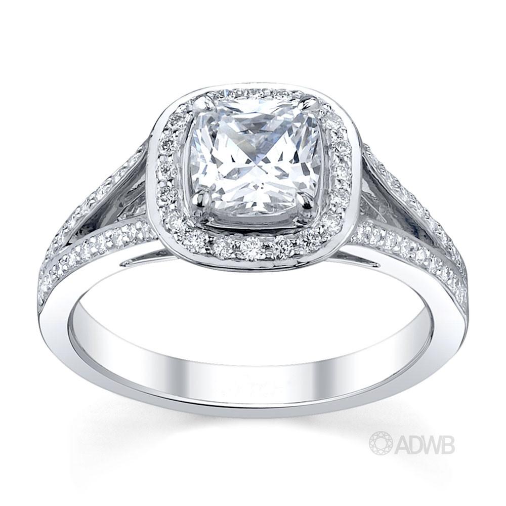 Australian Diamond Broker - Split band diamond halo engagement ring