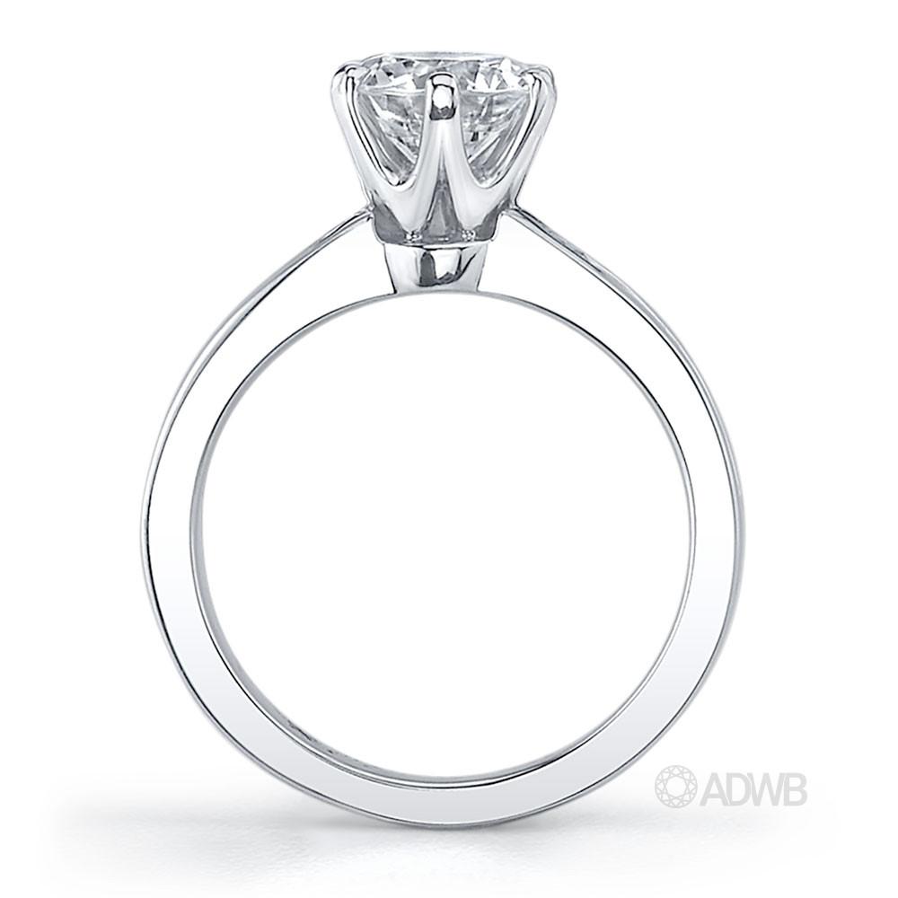 Monica classic 6 claw round brilliant cut diamond ring with channel set band