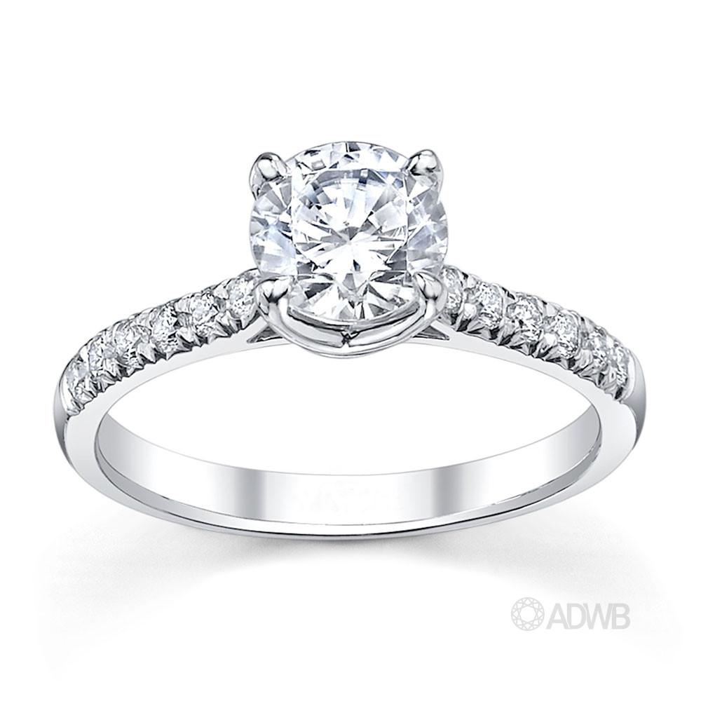 Australian Diamond Broker - Grace 4 claw round brilliant cut diamond solitaire ring with french pave set band