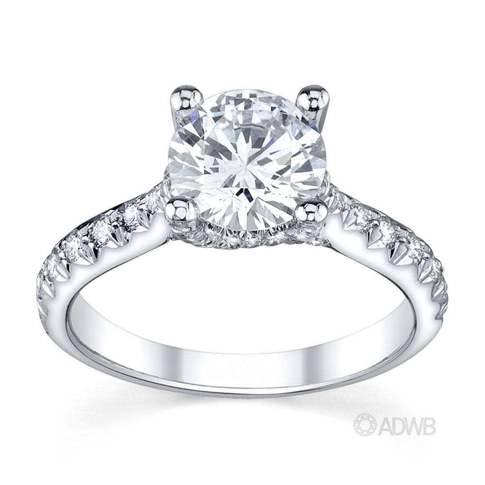 Australian Diamond Broker - Star 4 claw round brilliant cut diamond solitaire ring with micro pave set band