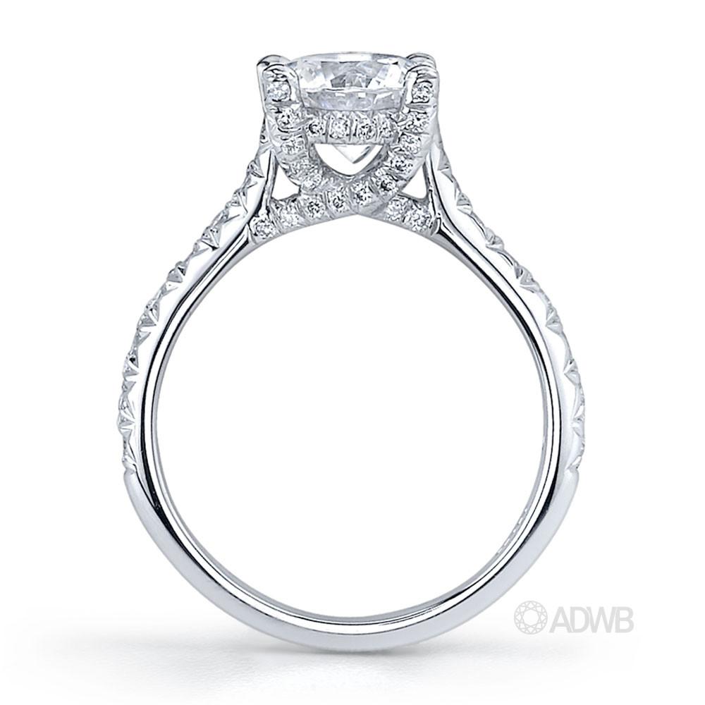 Sasha round brilliant cut diamond coronet set ring with micro pave set band