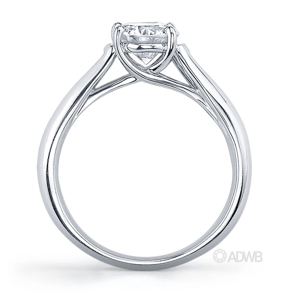 Star 4 claw round brilliant cut diamond solitaire ring with channel set tapered band