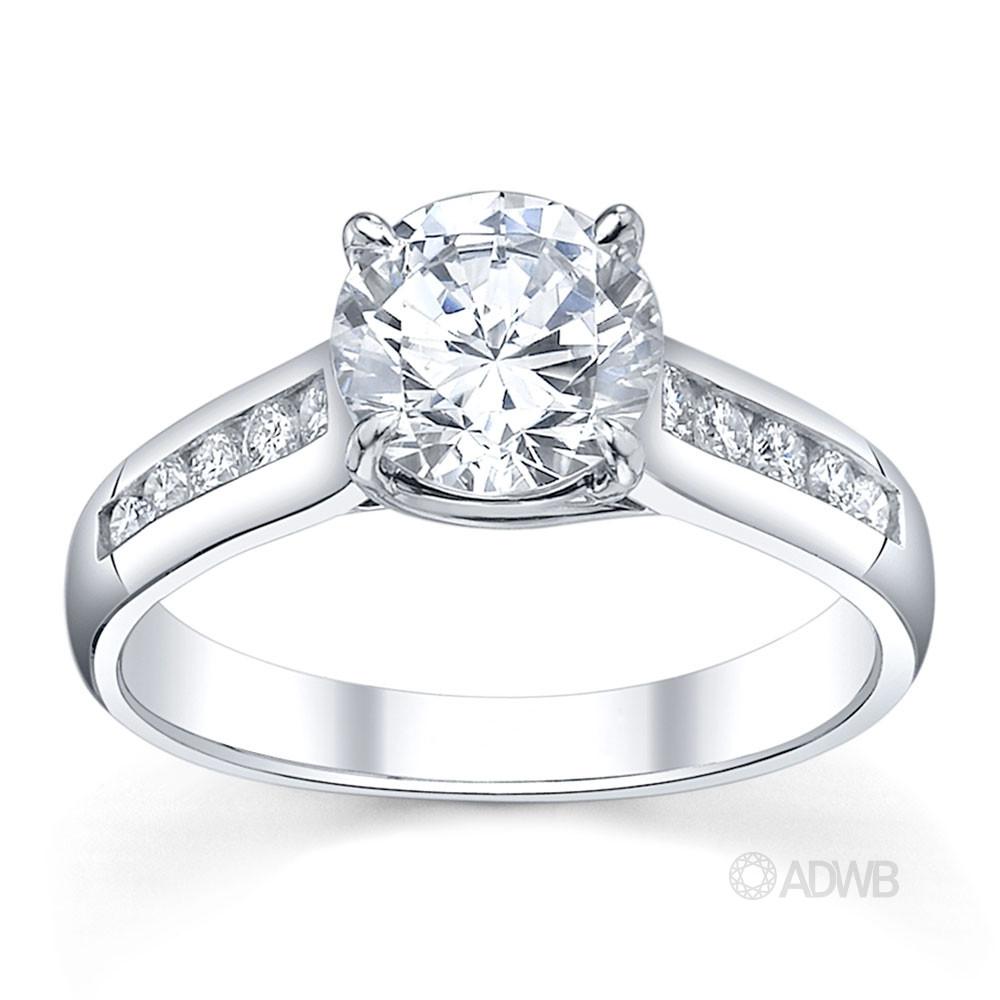 Australian Diamond Broker - Star 4 claw round brilliant cut diamond solitaire ring with channel set band