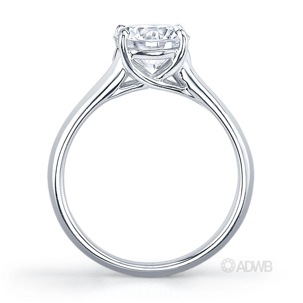 Star 4 claw round brilliant cut diamond solitaire ring with channel set band