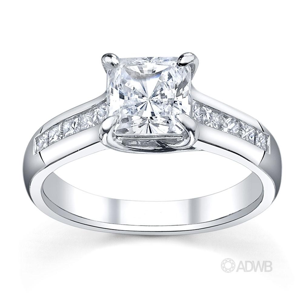 Australian Diamond Broker - Cross prong princess cut ring with channel set princess cut diamonds