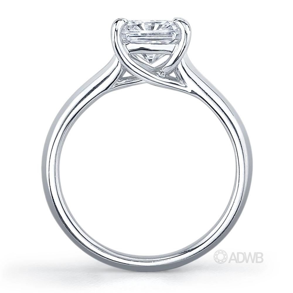 Cross prong princess cut ring with channel set princess cut diamonds