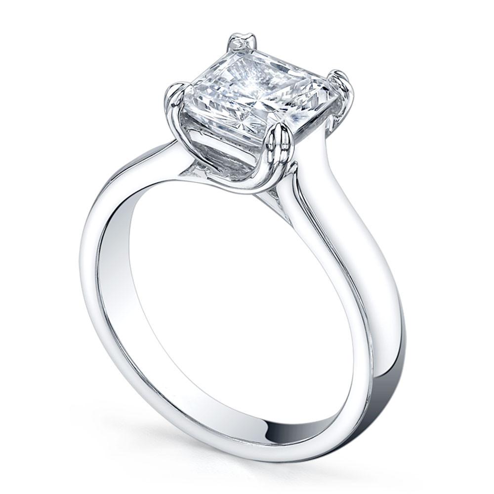 Cross double claw princess cut diamond solitaire ring