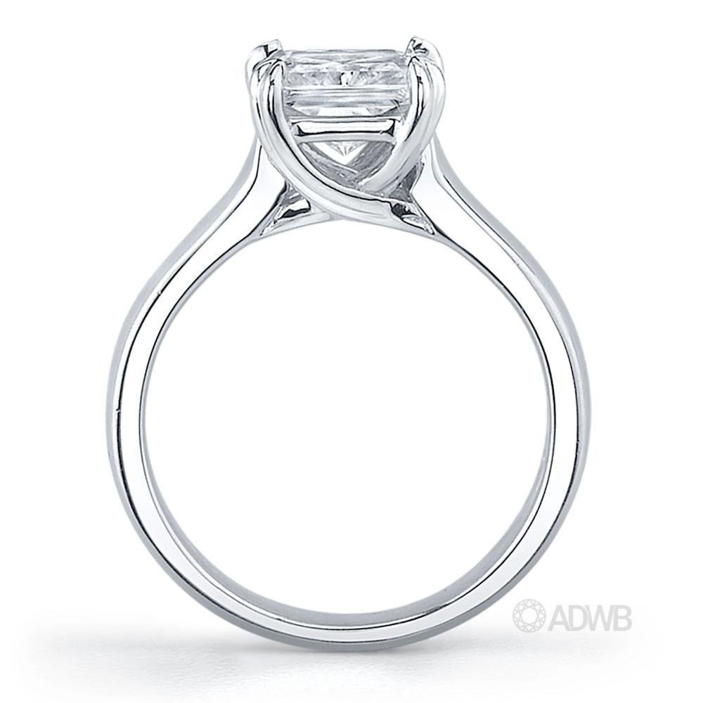 Cross double claw princess cut diamond solitaire ring