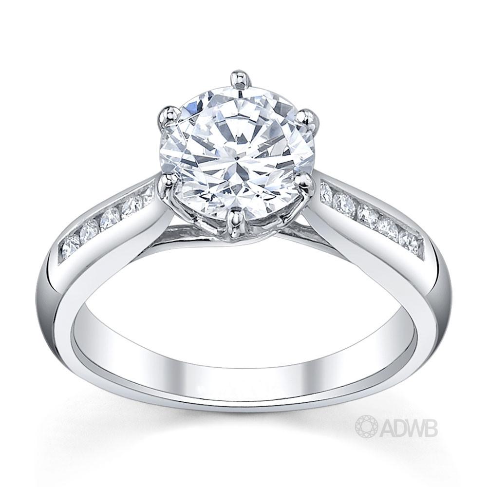 Australian Diamond Broker - Royal crown round brilliant cut diamond ring with tapered channel set band