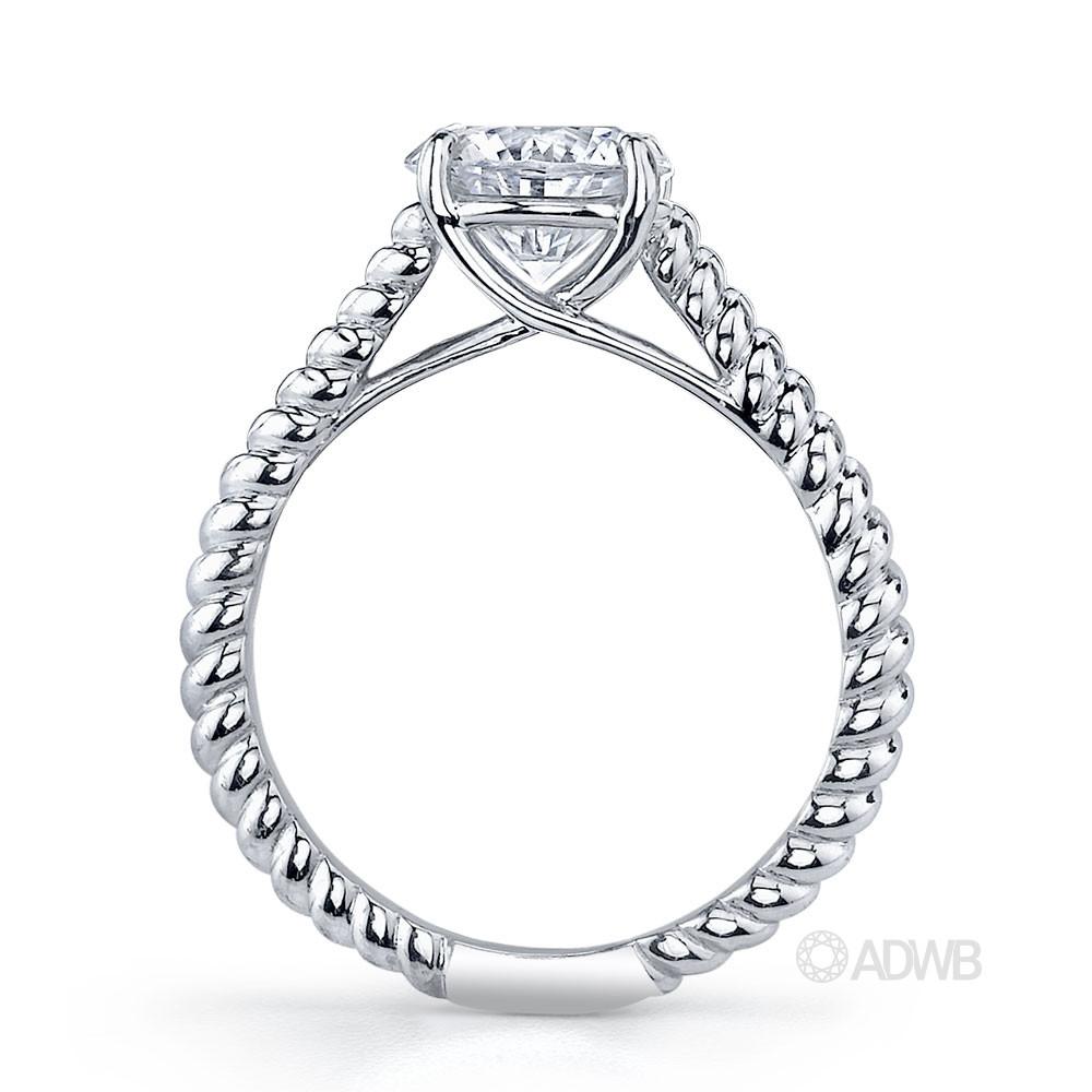 Rene round brilliant cut diamond solitaire rope band ring