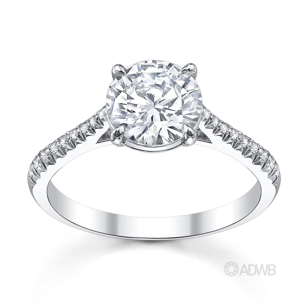 Australian Diamond Broker - Traditional round brilliant cut diamond ring with micro pave set diamond band