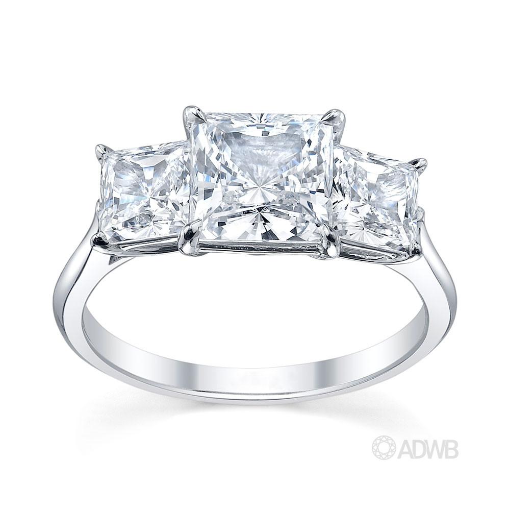 Australian Diamond Broker - Serenity 3 stone princess cut diamond ring