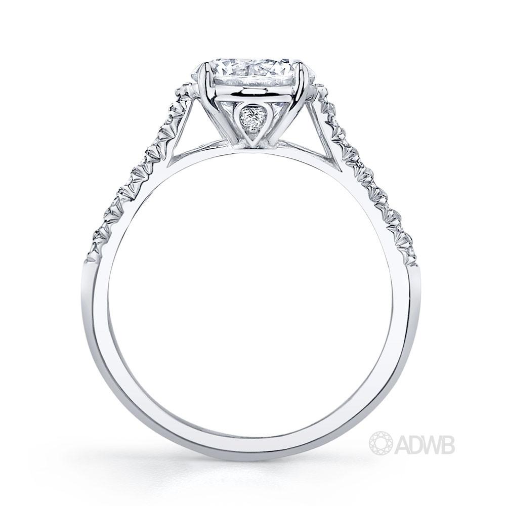 Serenity round brilliant cut diamond ring with micro pave set band