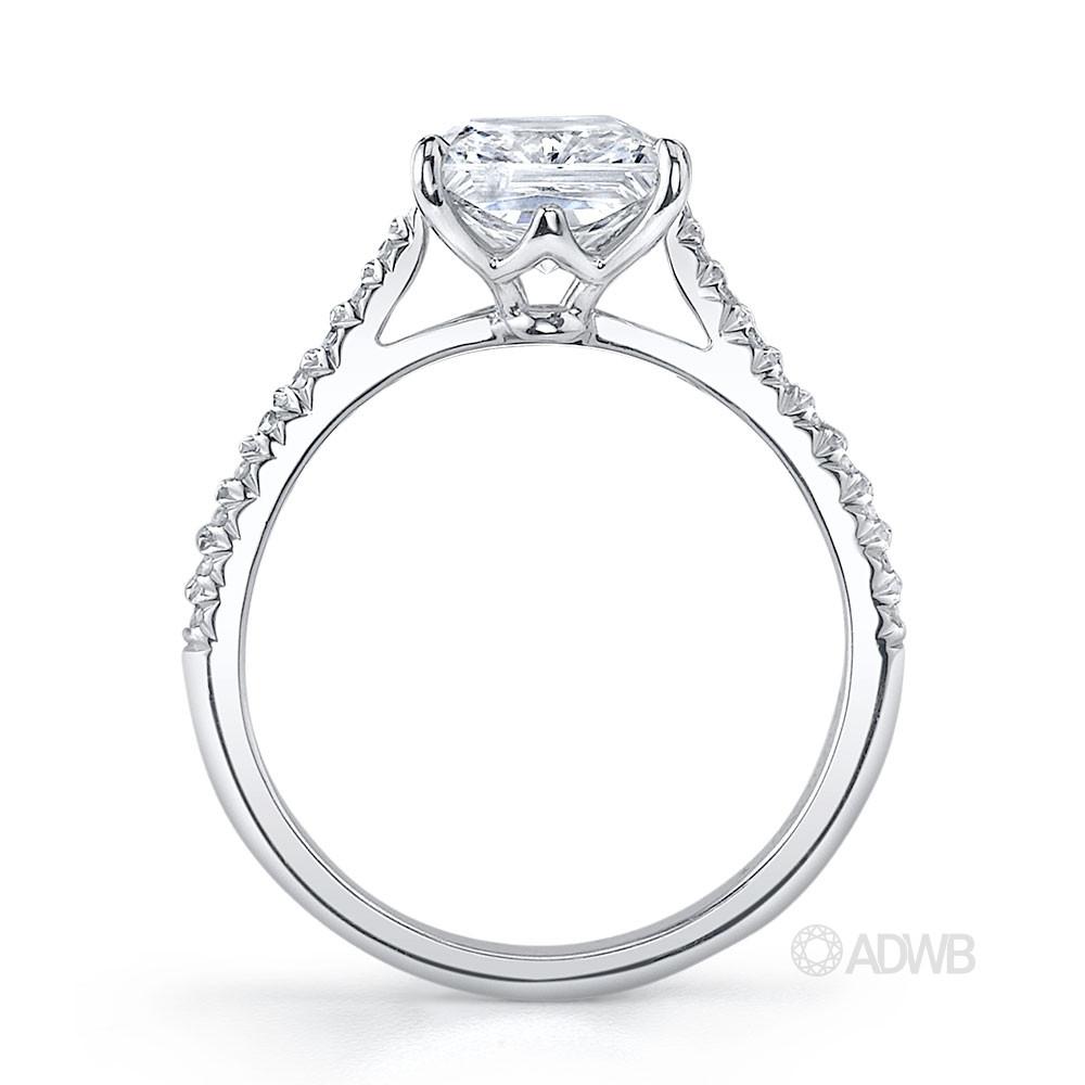 Tiara princess cut diamond ring with french pave set diamond band