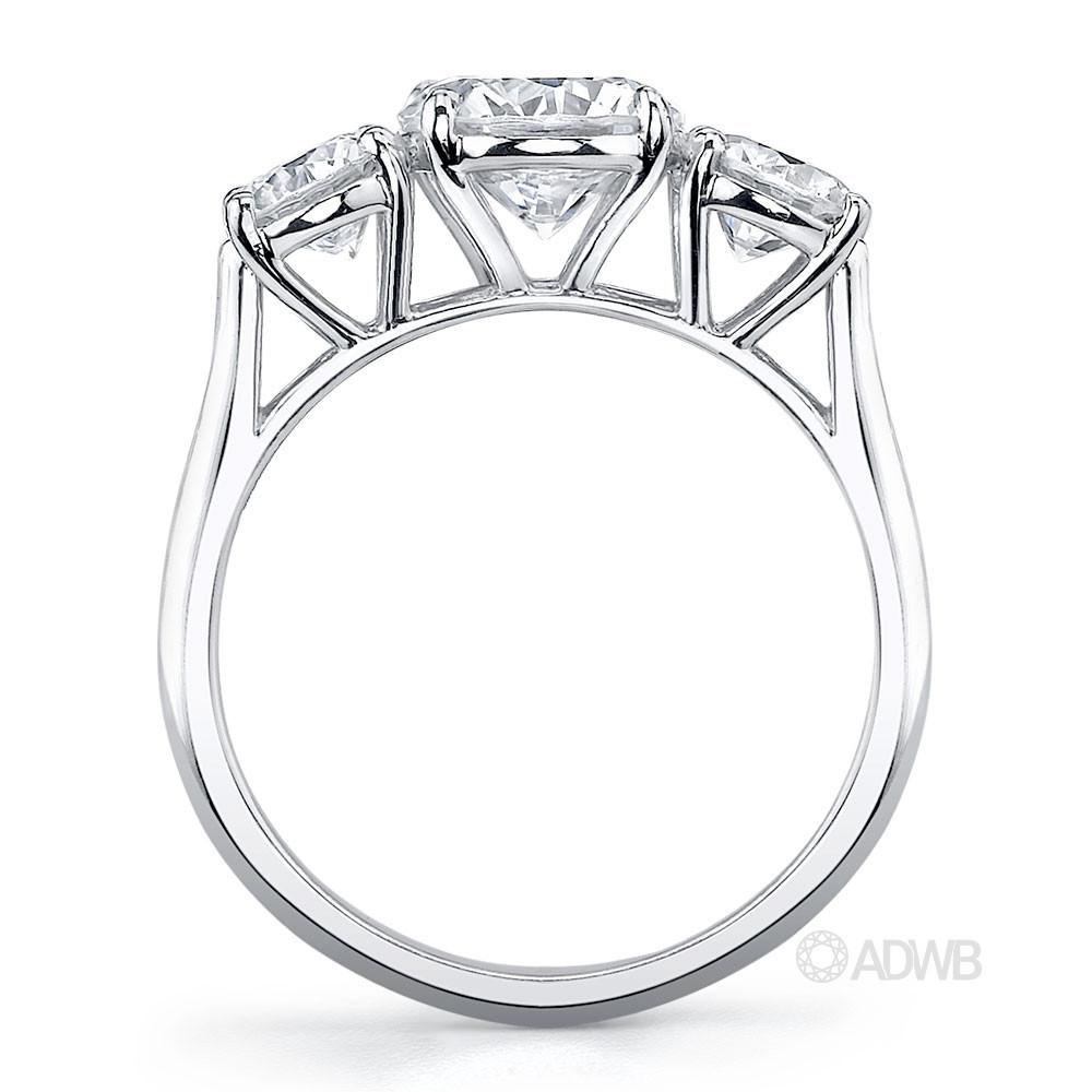 Classic 3 stone round brilliant cut diamond ring