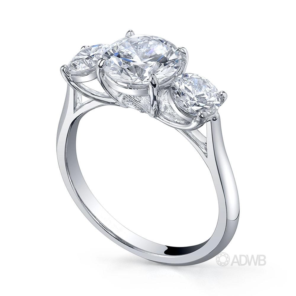 Serenity 3 stone round brilliant cut diamond ring