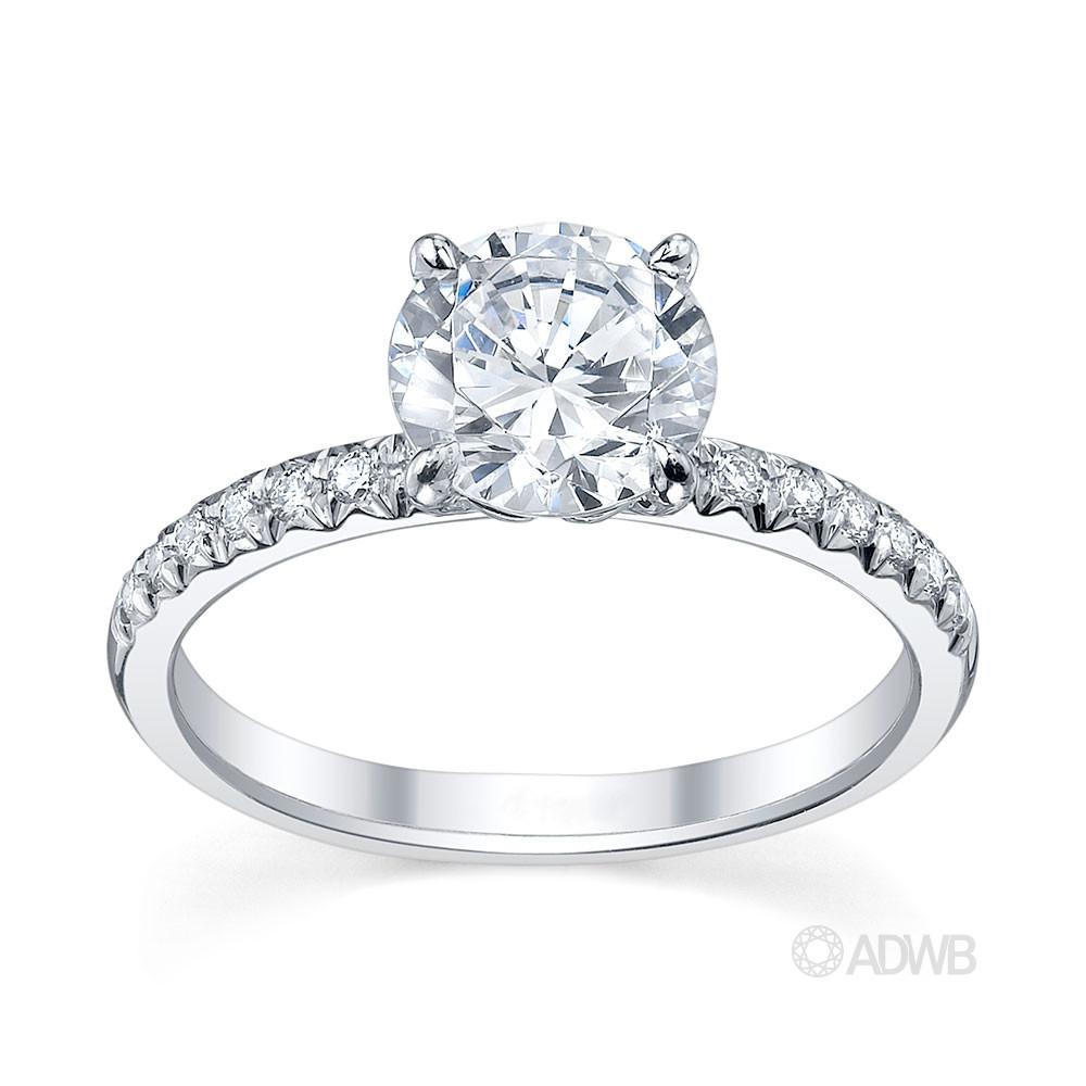 Australian Diamond Broker - Zara round brilliant cut diamond solitaire ring with pave set diamond band