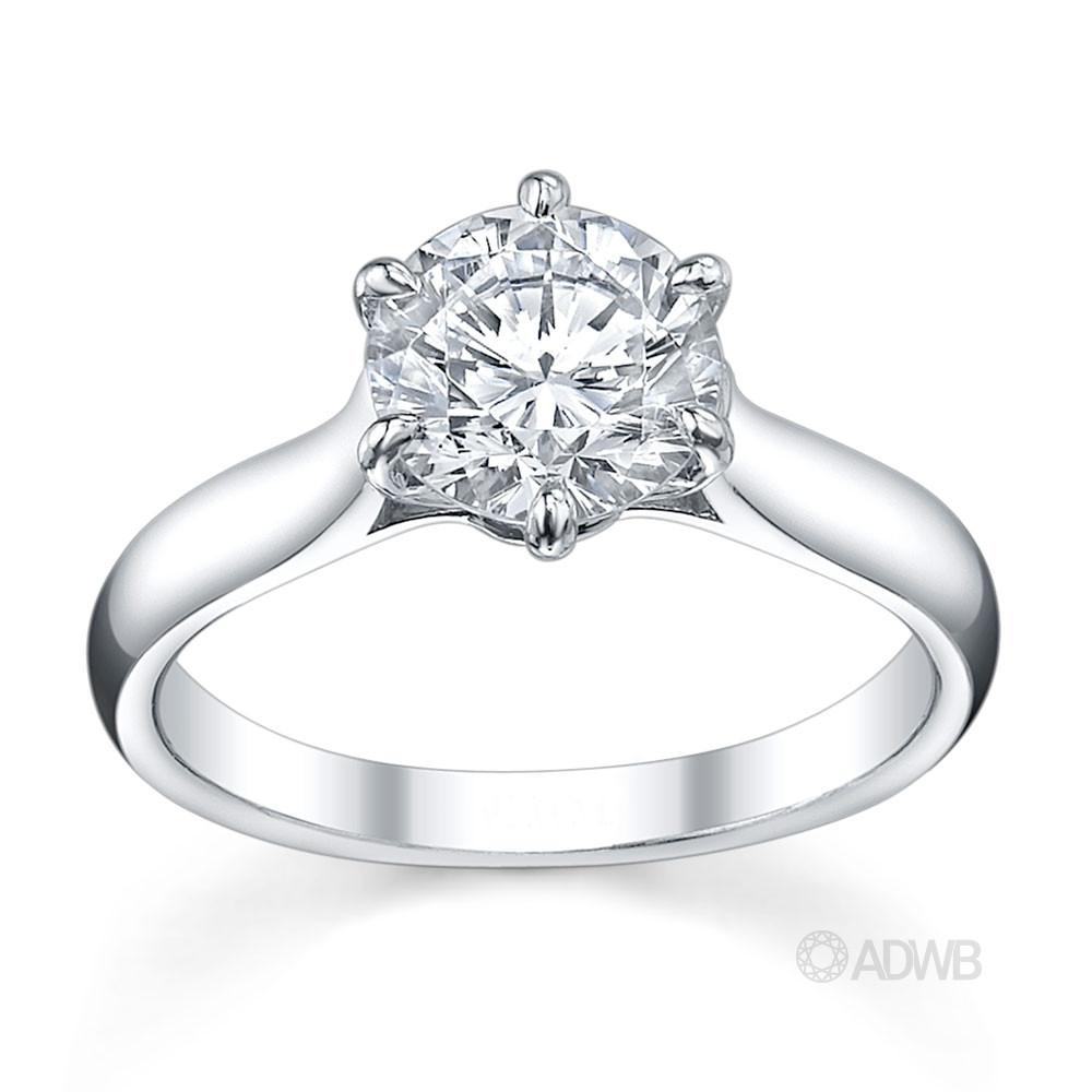 Australian Diamond Broker - Wide band 6 claw classic round brilliant cut diamond ring