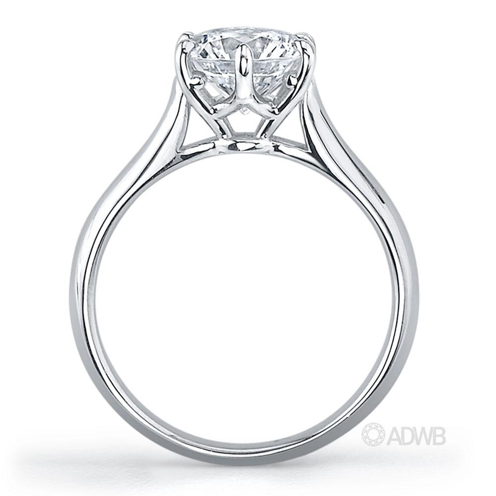 Wide band 6 claw classic round brilliant cut diamond ring