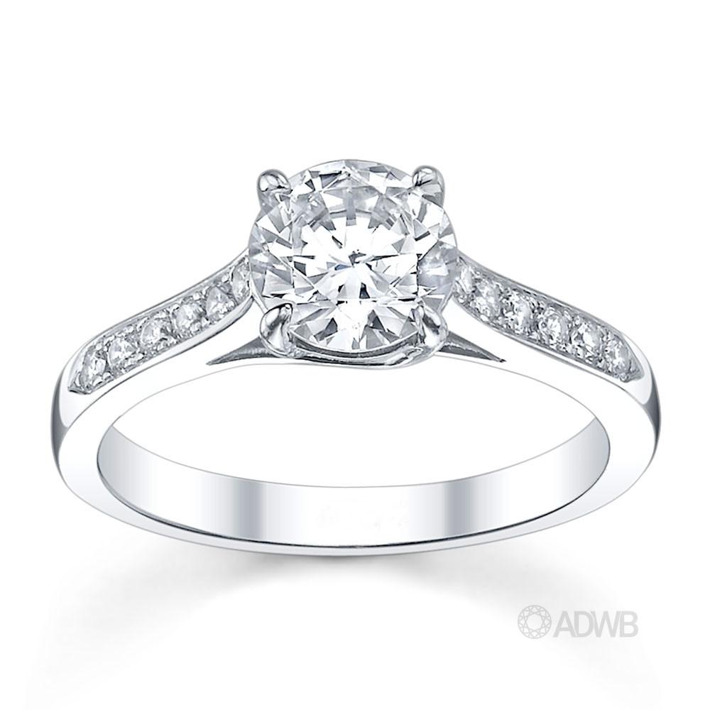 Australian Diamond Broker - Monaco 4 claw diamond solitaire ring with grain set diamond band