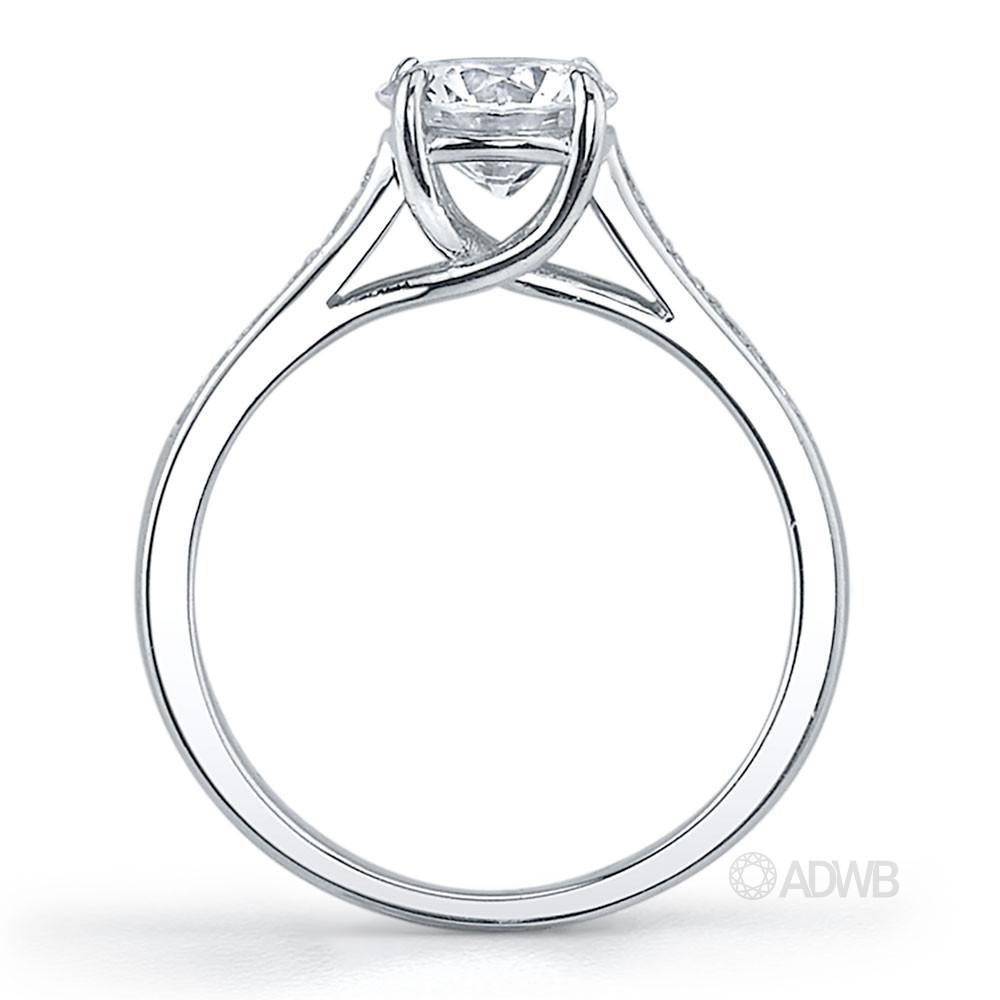 Monaco 4 claw diamond solitaire ring with grain set diamond band