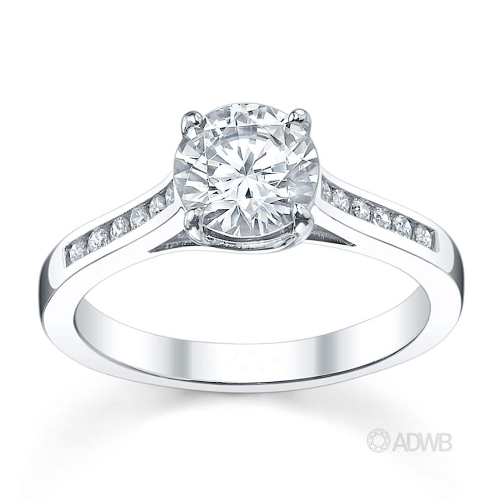 Australian Diamond Broker - Monaco 4 claw diamond solitaire ring with channel set diamond band