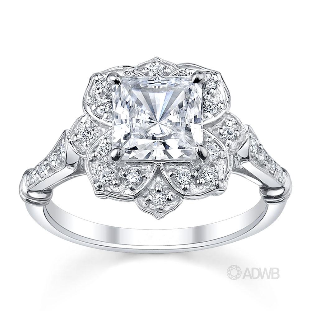 Australian Diamond Broker - Princess cut diamond halo ring