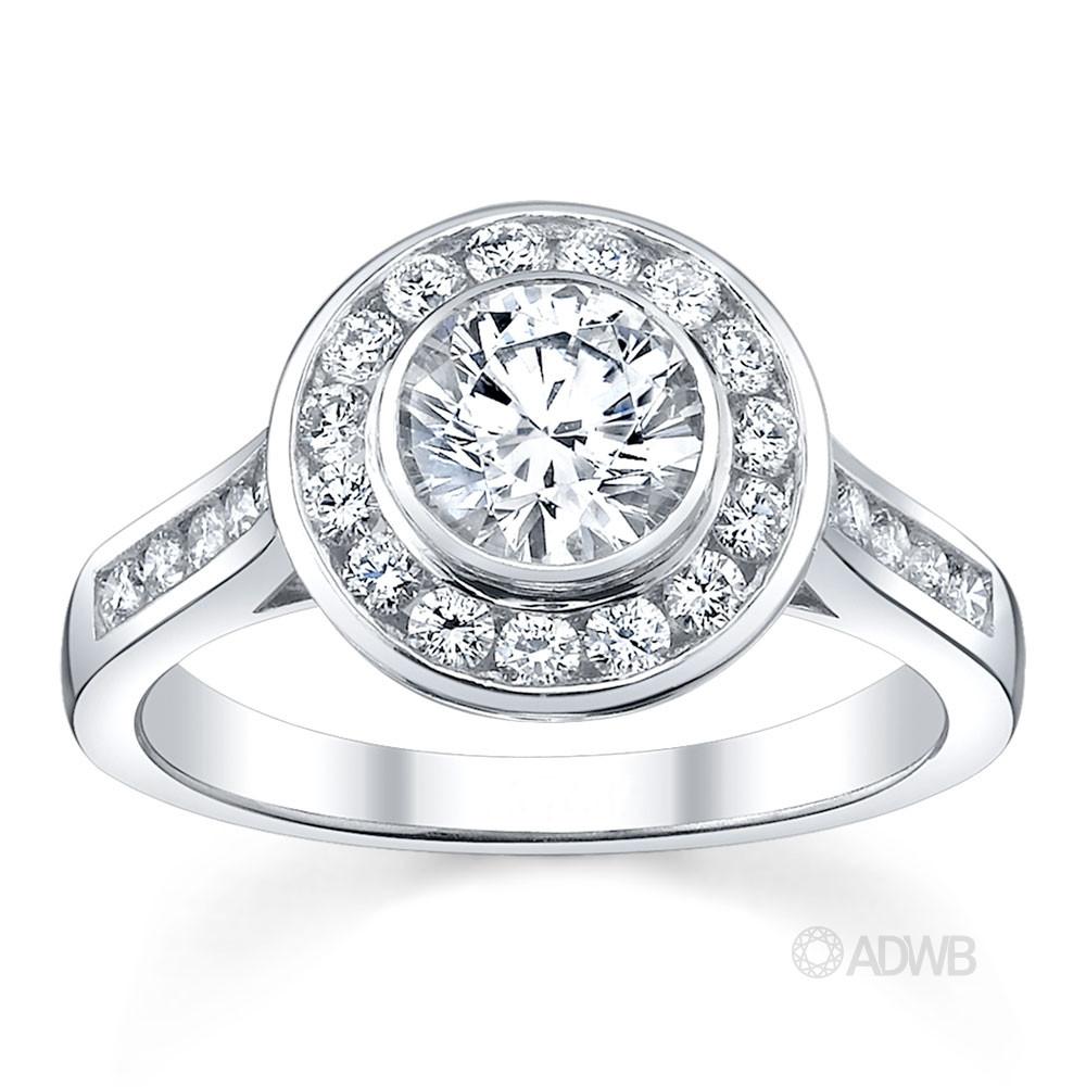 Australian Diamond Broker - Channel set diamond halo engagement ring