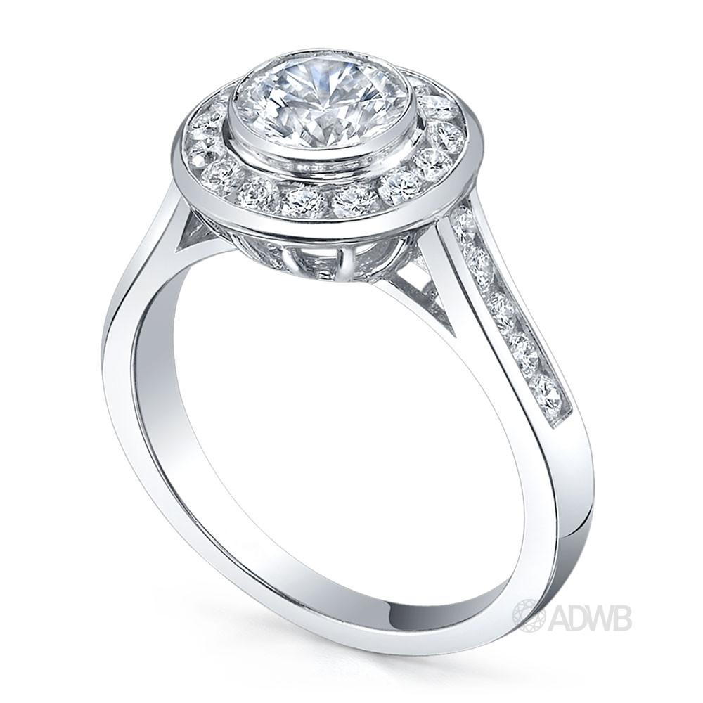 Channel set diamond halo ring