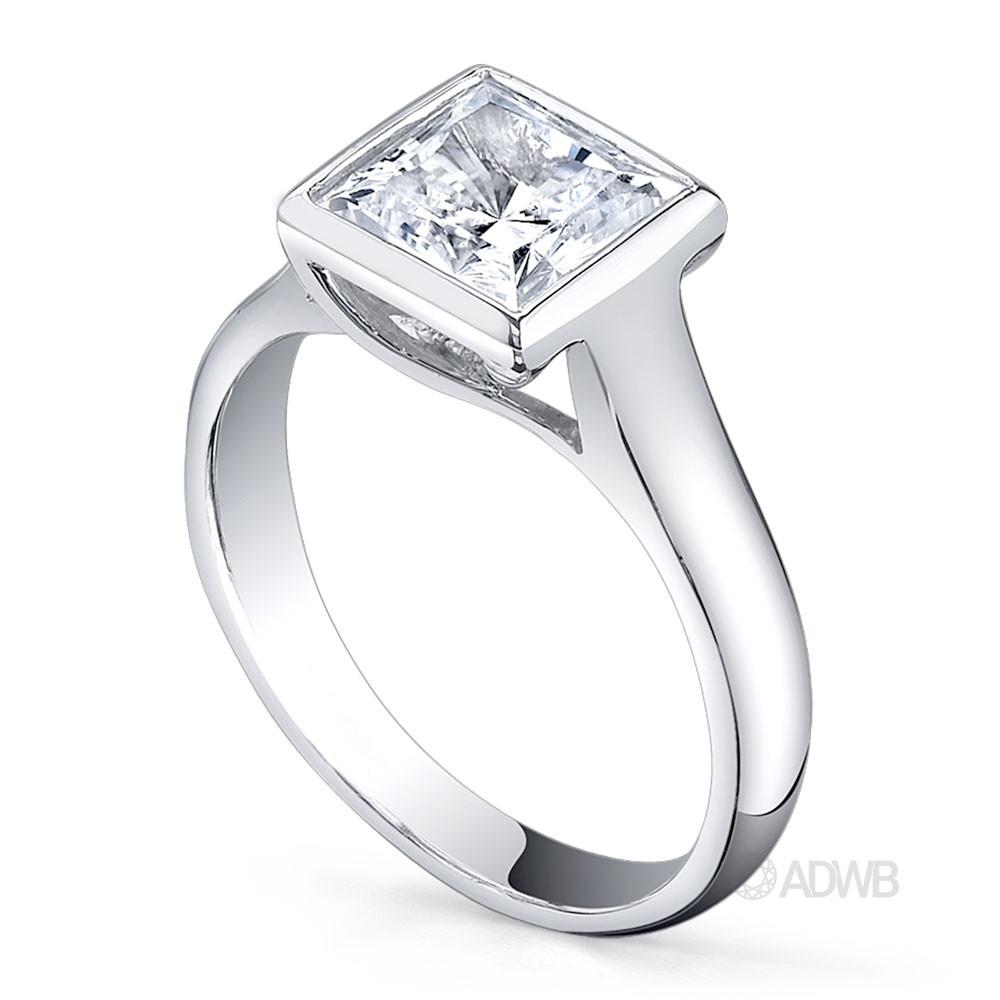 Bezel set X prong princess cut diamond ring