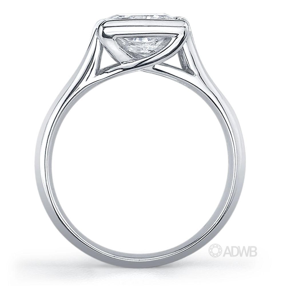 Bezel set X prong princess cut diamond ring