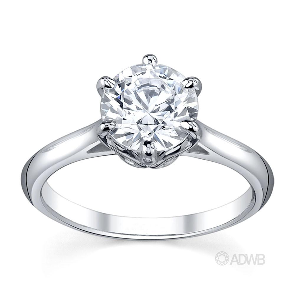Australian Diamond Broker - Elegant 6 claw round brilliant cut diamond solitaire ring