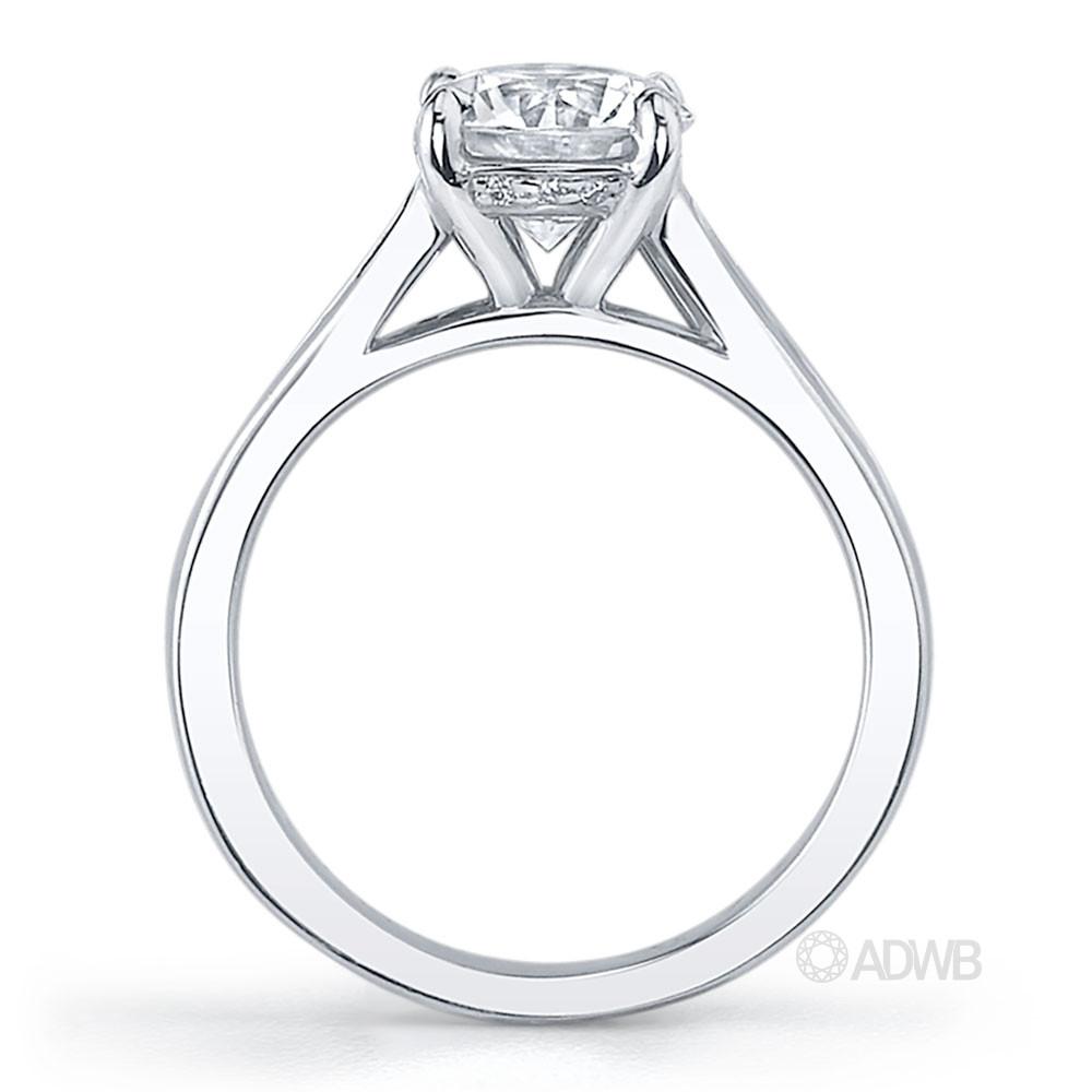 Caroline 4 claw round brilliant cut diamond solitaire ring with princess cut channel set diamond