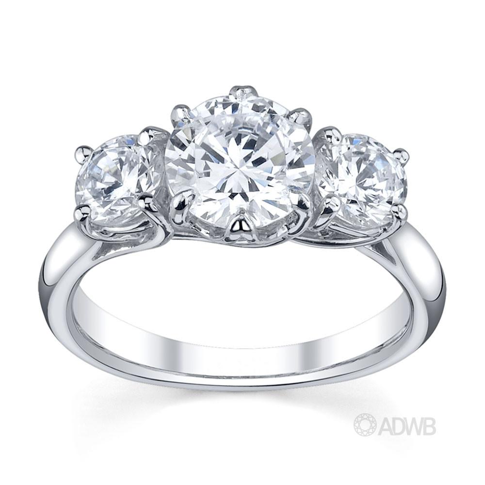 Australian Diamond Broker - Royal crown 6 claw round brilliant cut 3 stone diamond ring