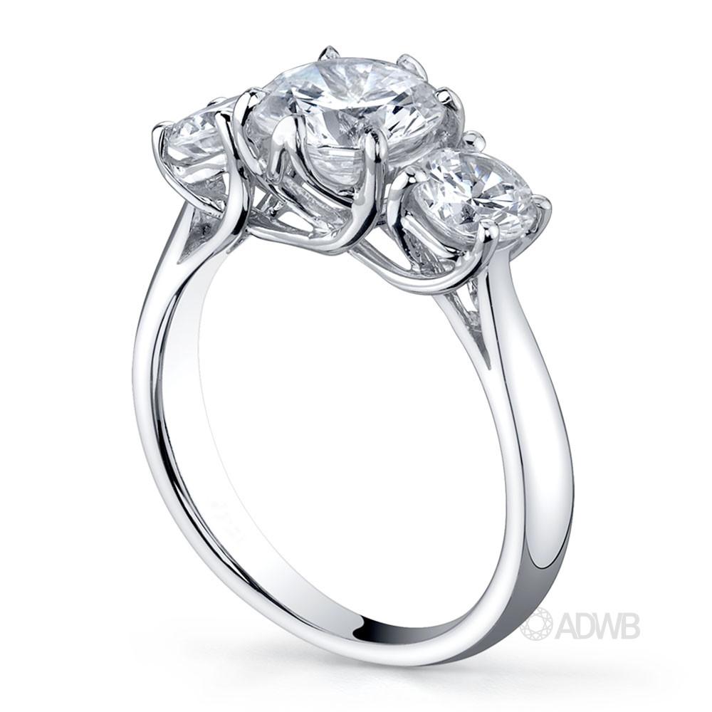 Royal crown 6 claw round brilliant cut 3 stone diamond ring