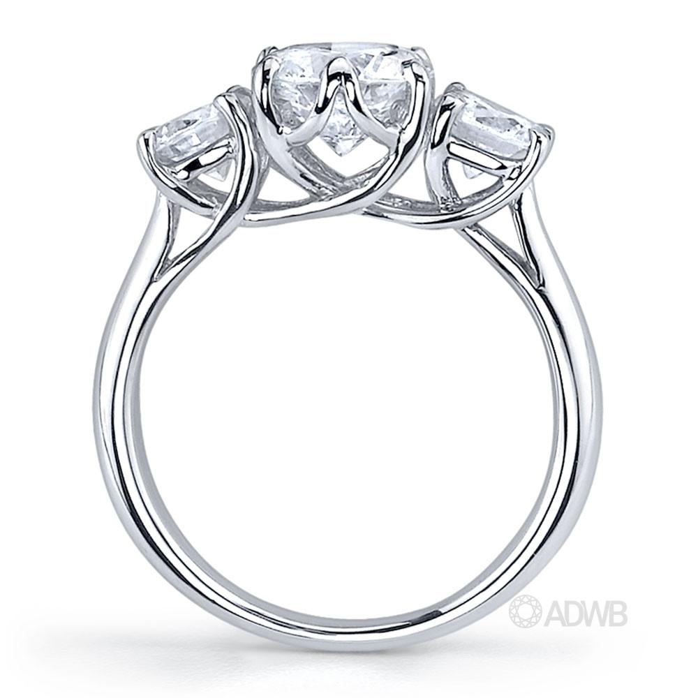 Royal crown 6 claw round brilliant cut 3 stone diamond ring