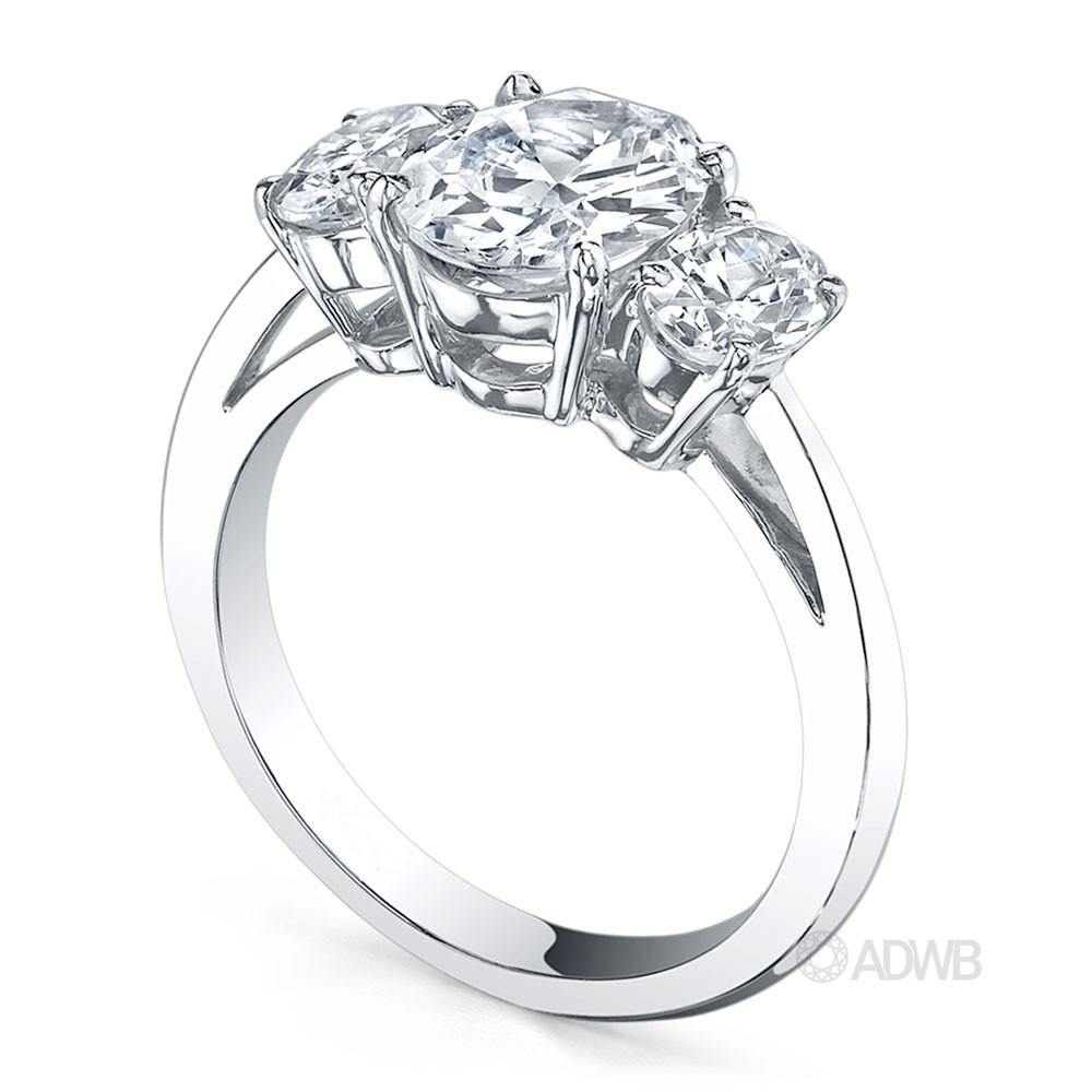 Oval cut 3 stone diamond ring