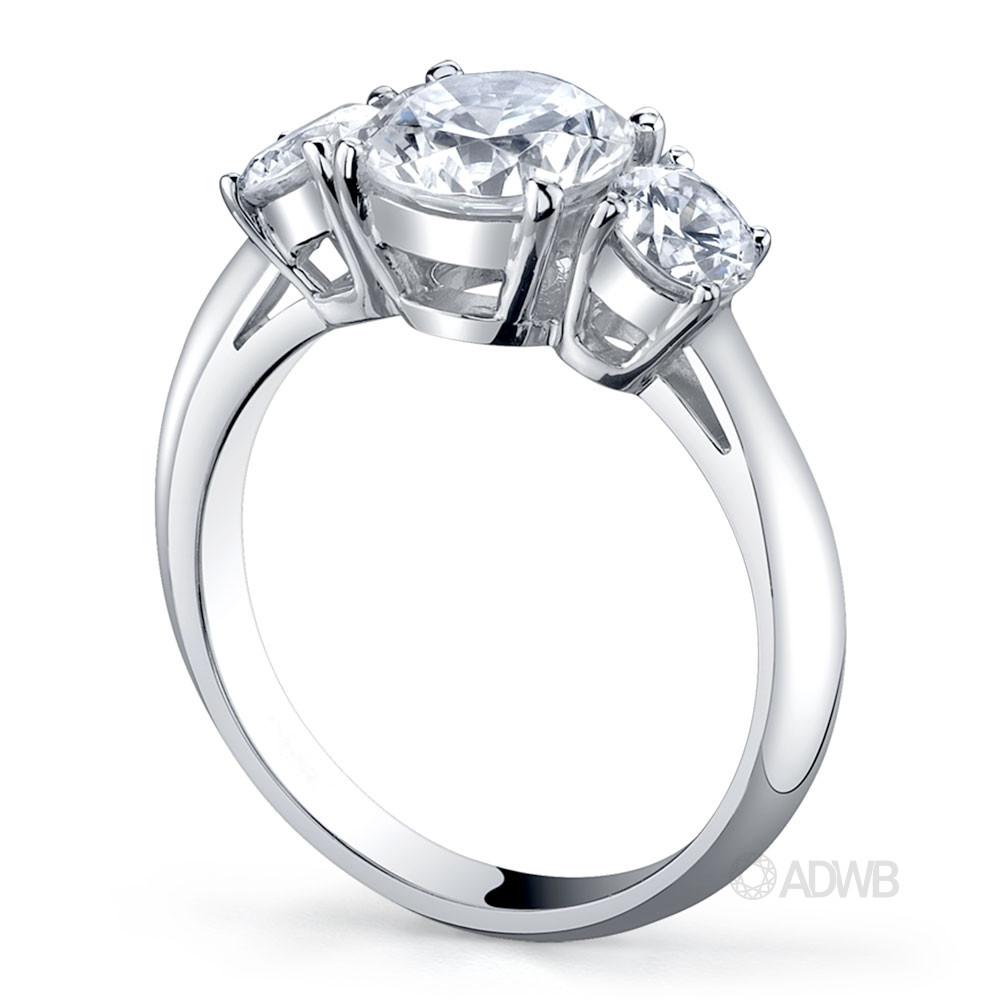 Traditional 3 stone round brilliant cut diamond ring