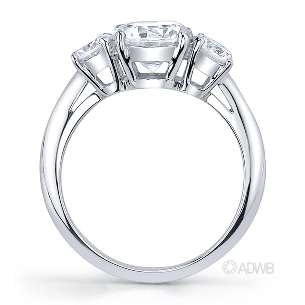 Traditional 3 stone round brilliant cut diamond ring