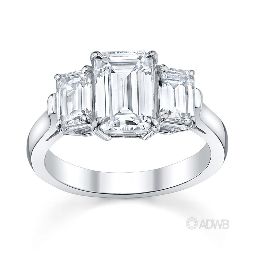 Australian Diamond Broker - Emerald cut 3 stone diamond ring