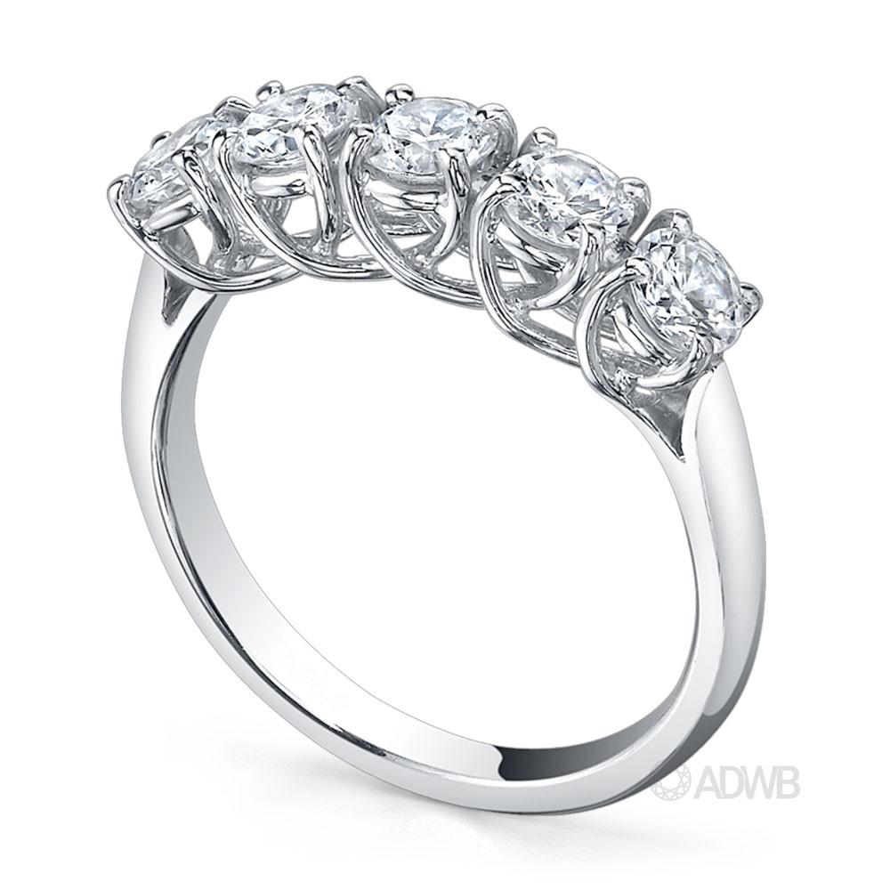 Classic 5 stone round brilliant cut diamond ring