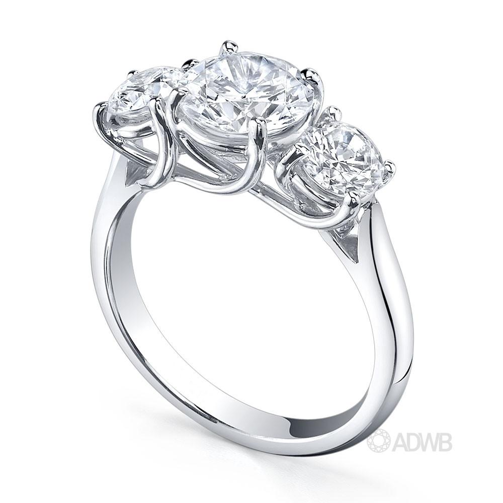 Monaco 3 stone round brilliant cut diamond ring